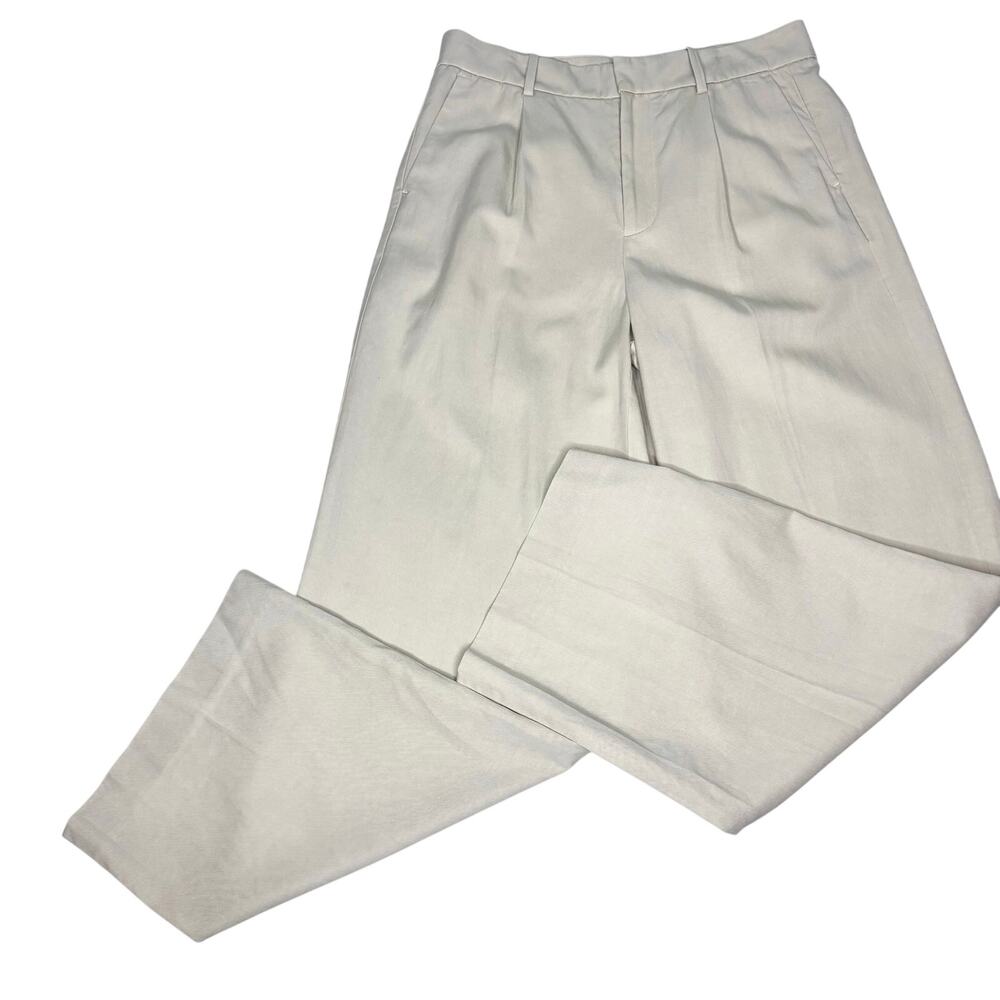 Madewell High Waist Pleated Slouchy Straight Pants in Drapey Twill Beige 4